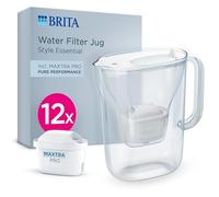 BRITA MAXTRA Style Essential, 12x Pure Performance | Jarra blanca (2,4L) apta para nevera con Smart Light LTI y tapa abatible para filtración extra de cal