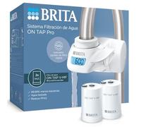 BRITA ON TAP Pro sistema filtro agua grifo de cocina, 2x filtro V-MF (600L) | Montaje sencillo, con pantalla digital de capacidad, reduce 99,999% de bacterias, PFAS, cloro, micropartículas, metales y más