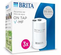 BRITA ON TAP V-MF 3x c cartucho de filtro de agua (600L) - agua sostenible, libre de bacterias al 99,99%, sabor mejorado, reduce micropartículas finas, PFAS, metales y sustancias que afectan el sabor.
