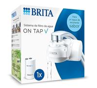 BRITA ON TAP V Sistema de filtro de agua, incluye 1 cartucho: agua sostenible y de buen sabor directo del grifo, reduce micropartículas, PFAS, metales y sustancias que afectan el sabor.