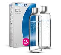 Brita - Pack de 2 botellas de vidrio sodaTRIO (1L) - diseño elegante con tapa de acero inoxidable