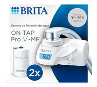 BRITA Sistema de filtrado de agua ON TAP Pro V-MF incl. 2x cartucho filtrante (600L) - para un 99,99% de agua libre de bacterias, reduciendo PFAS, incl. cuenta atrás digital LCD de capacidad