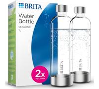 BRITA SodaONE - Juego de 2 botellas de repuesto para dispensador de agua de 1 litro, ligeras, sin BPA, botella de PET en paquete doble, con elementos de acero inoxidable pulido