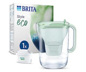 BRITA waterfilterkan Style Eco Groen (2,4L) incl. 1 filtro MAXTRA PRO All-in-1 die PFAS*, chloor en kalkaanslag vermindert, digital vervangingsindicator, Vaatwasmachinebestendig