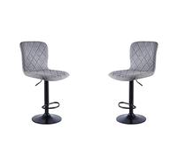 Britain, Pack 2 Taburetes, Taburete Alto con Respaldo, Taburete Contract, Acabado en Tejido Tex Gris, Medidas: 48 cm (Ancho) x 52 cm (Fondo) x 98-120 cm (Alto)