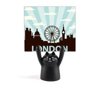 Britain UK London Eye Outline Reino Unido Memo Holder Cartoon Black Cat Stand Decoración