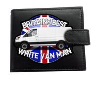 Britains Best White Van Man - Cartera antirrobo RFID de piel suave negra con bolsillo grande para monedas, Black, L, Clásico
