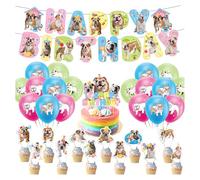 Británico Bulldog Cumpleaños Decoraciones British Bulldog Party Supplies enthält British Bulldog Geburtstagsbanner Kuchen Topper Cupcake Toppers Globos