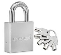 Britanium® SFL60, Candado de Alta Seguridad, Arco de Aleación de Boro, Acero Cromado, Resistente a Cortes, Antióxido, Impermeable, Para Puerta, Garaje, Verja, Trastero, Cobertizo, 5 Llaves
