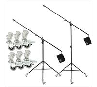 BRITEK Soporte de luz resistente de 3,44 m con ruedas de goma de acero - 11.3 pies (negro), juego de 2, elevador de pivote con bolsa de contrapeso para estudio, fotografía al aire libre, retrato y
