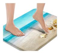 Britimes Alfombra de bao para bao, color azul, playa, estrella de mar, mar, lavable, alfombra de suelo, alfombra, decoracin de bao, 19.7 x 31