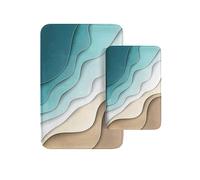 Britimes Juego de 2 alfombras de baño, color verde, abstracto, arena, playa, playa, ondas, alfombra de baño, decoraciones de baño, 40 x 24 cm y 50 x 32 cm
