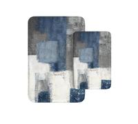 Britimes Juego de 2 alfombras de baño de arte abstracto moderno, azul y blanco, cubierta lavable, alfombra de piso, alfombra de baño, decoración de baño, 16 x 24 y 20 x 32 pulgadas