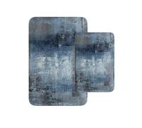 Britimes Juego de 2 alfombras de baño de arte abstracto moderno, azul y gris, cubierta lavable, alfombra de piso, alfombra de baño, decoración de baño, 16 x 24 y 20 x 32 pulgadas