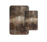Britimes Juego de 2 alfombras de baño de arte abstracto moderno, color marrón y gris, cubierta lavable, alfombra de piso, alfombra de baño, decoración de baño, 16 x 24 y 20 x 32 pulgadas
