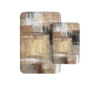 Britimes Juego de 2 alfombras de baño de arte abstracto moderno, color marrón y gris, cubierta lavable, alfombra de piso, alfombra de baño, decoración de baño, 16 x 24 y 20 x 32 pulgadas