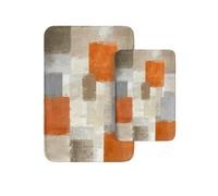Britimes Juego de 2 alfombras de baño de arte abstracto moderno, color naranja y blanco, cubierta lavable, alfombra de piso, alfombra de baño, decoración de baño, 16 x 24 y 20 x 32 pulgadas