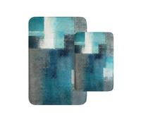 Britimes Juego de 2 alfombras de baño de arte abstracto moderno, turquesa y gris, cubierta lavable, alfombra de piso, alfombra de baño, decoración de baño, 16 x 24 y 20 x 32 pulgadas