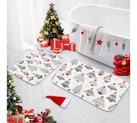 Britimes Juego de 2 tapetes de baño y tapetes de Navidad con diseño de árbol de Navidad, antideslizantes, absorbentes, de microfibra y espuma viscoelástica, lavable a máquina