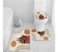 Britimes Juego de 3 alfombras de baño bohemias de mediados de siglo, juego de 3 alfombrillas de baño para baño, no se deslizan, lavables, decoración para cocina, baño, dormitorio