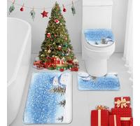Britimes Juego de 3 alfombras de baño de color azul muñeco de nieve para baño, juego de 3 alfombrillas de baño para baño, sin funda lavable, decoración para cocina, baño, dormitorio