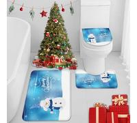 Britimes Juego de 3 alfombras de baño de dibujos animados, color azul muñeco de nieve, juego de 3 alfombrillas de baño para baño, sin sedimento lavable, decoración para cocina, baño, dormitorio