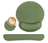 Britimes Juego de 3 alfombrillas de mouse verdes con soporte de muñeca, base de goma antideslizante, almohadilla ergonómica para reposamuñecas, soporte de cojín de muñeca para mouse ampliado y
