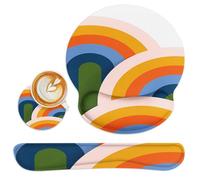 Britimes Juego de 3 alfombrillas para mouse con soporte de muñeca, base de goma antideslizante abstracta, almohadilla ergonómica para reposamuñecas, soporte de cojín de muñeca para mouse y posavasos