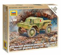 British Armored Scout Coche Dingo Mk-I Plástico Kit 1:100 Modelo Zvezda