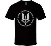 British Army SAS Special Air Service Special Forces Men Cotton T-Shirt Print tee Shirts Black XL