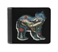 British Columbia Bear - Cartera plegable para hombre con tarjetero y monedero de cuero