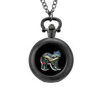 British Columbia Bear - Reloj de bolsillo vintage con colgante de aleación, collar de regalo para hombres y mujeres, Estilo negro, talla única