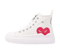British Knights Kaya Flow Mid, Botas de Moda Mujer, Blanco Cremoso Corazón Rojo, 36 EU