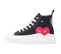 British Knights Kaya Flow Mid - Zapatillas Altas para Mujer, Negro Corazón Rojo, 39 EU