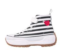 British Knights Kaya Mid Fly, Zapatillas Niñas, Corazón Blanco Roto y Negro, 35.5 EU