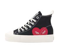 British Knights Kaya Mid, Zapatillas Mujer, Negro Corazón Rojo Crema Blanco, 38 EU
