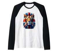 British Lion Spirit - Bandera del Reino Unido Wildlife Art Camiseta Manga Raglan