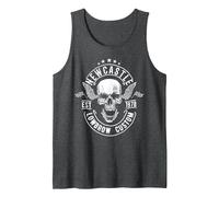 British Motorcycle Rebel American England Newcastle Biker Camiseta sin Mangas, Hombre, Jaspeado Oscuro, XL