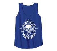 British Motorcycle Rebel American England Newcastle Biker Camiseta sin Mangas, Mujer, Azul Real, L