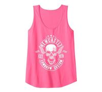 British Motorcycle Rebel American England Newcastle Biker Camiseta sin Mangas, Mujer, Rosado Neón, S