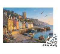 British Seaport Jigsaw Puzzles 1000 Pieces Recycled Paper Cliffside Village Adult Jigsaws Developing Boy & Girl‘s Intelligence Educativo Game para Family 70x50cm/1000pcs