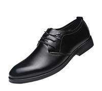 British Style Mens Leather Oxfords Lace Up Round Toe Business Dress Shoes Versatile Classic Formal Footwear(37 EU)