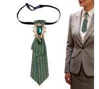 British Style Retro Tie - Pre-tied Rhinestone Necktie For Women & Ladies