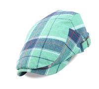 British Styles - Boina a cuadros transpirable de algodón neutro, perfecta para estilos cotidianos y ocasiones, sombrero vintage a cuadros, verde, Talla única