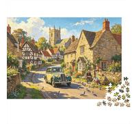British Town Puzzle 1000 Piezas Material Reciclable Peaceful Village Senior Puzzle Juego Educativo Decompression Parent Child Game Props 38x26cm/1000pcs