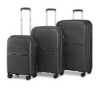 British Traveller Juego de 3 Maletas con Ruedas Maletas de Viaje Grandes 23 Kilos Polipropileno,55/67/76cm,Negro