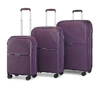 British Traveller Juego de 3 Maletas con Ruedas Maletas de Viaje Grandes 23 Kilos Polipropileno,55/67/76cm,Morado