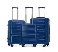 British Traveller Juego de 3 Maletas de Viaje Cabina con Cerradura TSA (Azul)