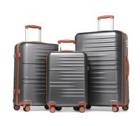 British Traveller Juego de 3 Maletas de Viaje Cabina con Cerradura TSA (Gris)