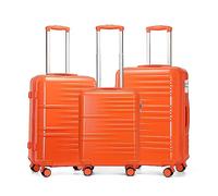 British Traveller Juego de 3 Maletas de Viaje Cabina con Cerradura TSA (Naranja)